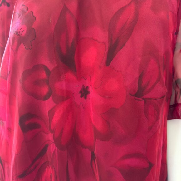 Plus Size Fairycore Floral Flowy Maxi Dress With Sheer Sleeves - Picture 5 of 5